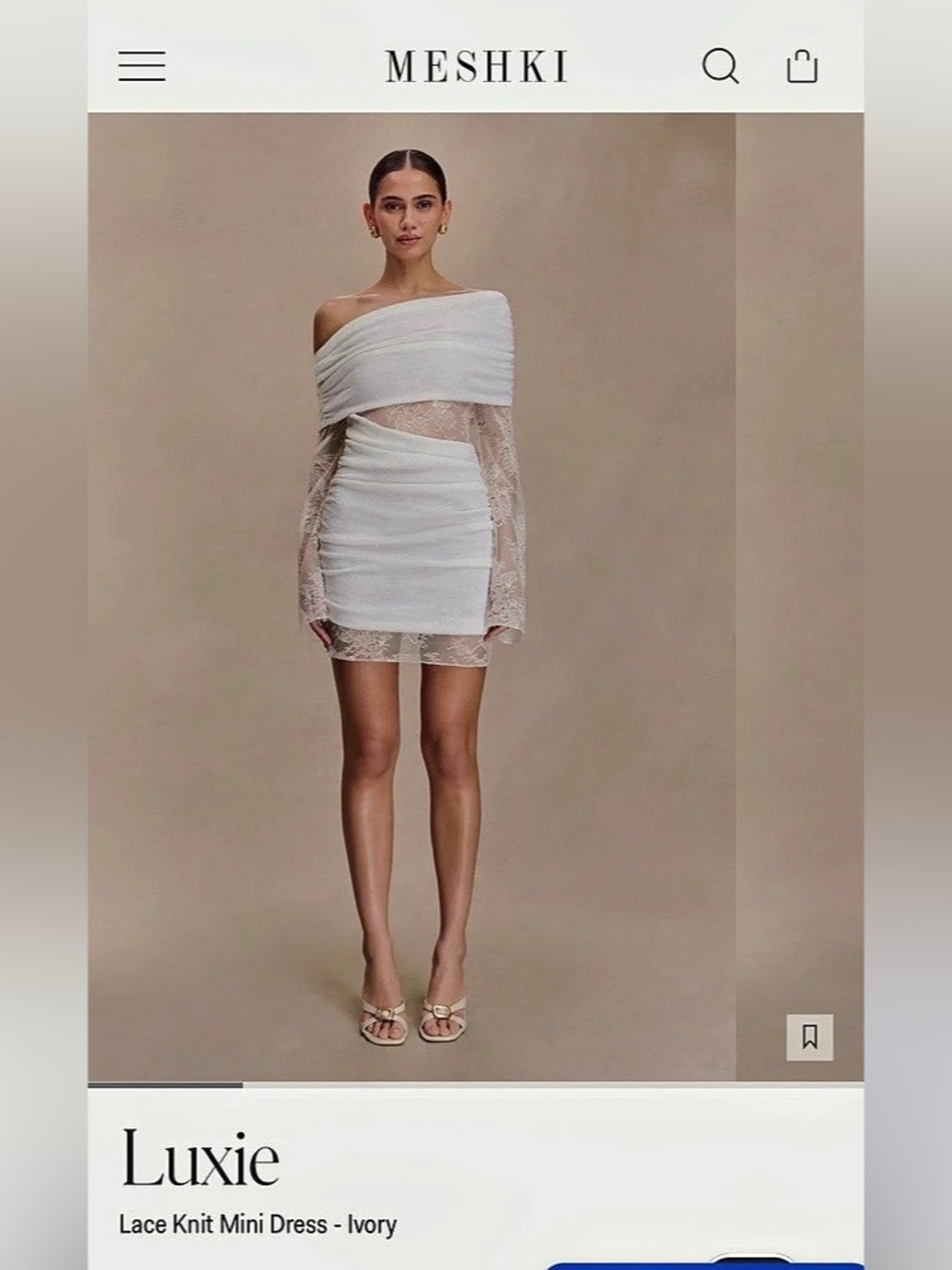Meshki Luxie Lace Knit Mini Dress - Ivory in White